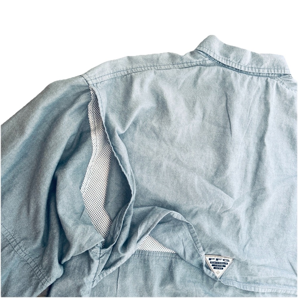 Columbia PFG Men's Blue Omni-Shade Cotton Long Sleeve Button-Down Shirt Size M - Picture 9 of 9